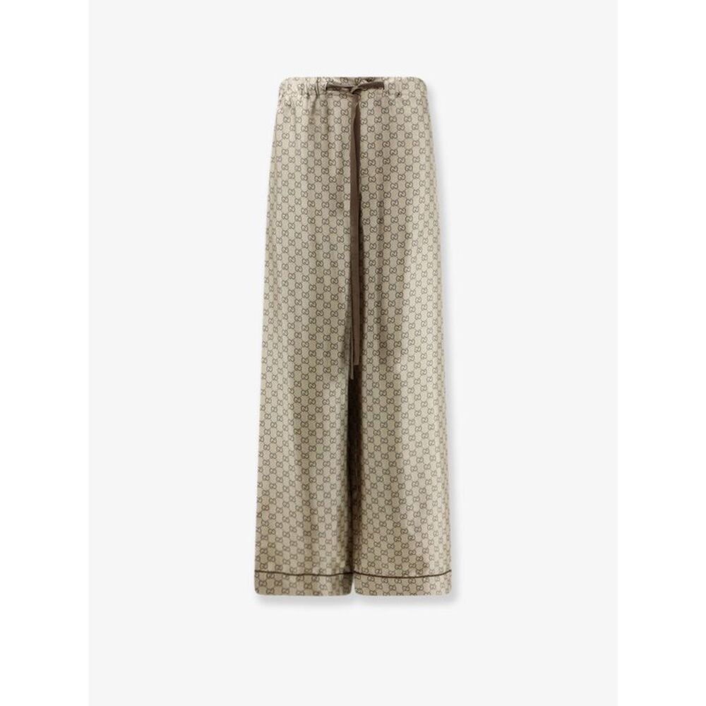 Gucci Women Silk Trousers With All-Over Gg Motif